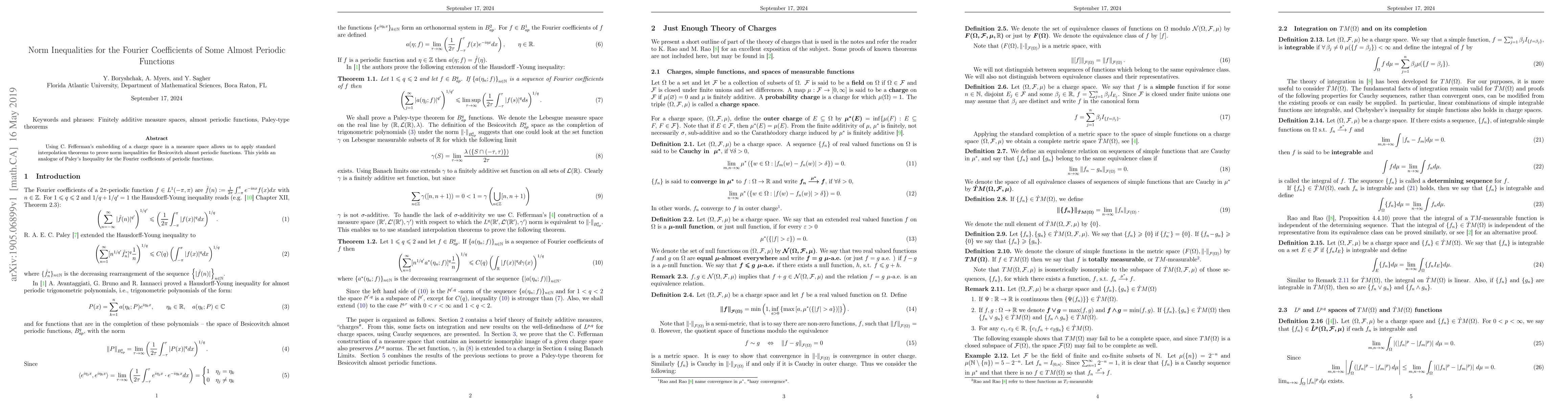 Thumbnail for Norm Inequalities for the Fourier Coefficients of Some Almost Periodic
  Functions