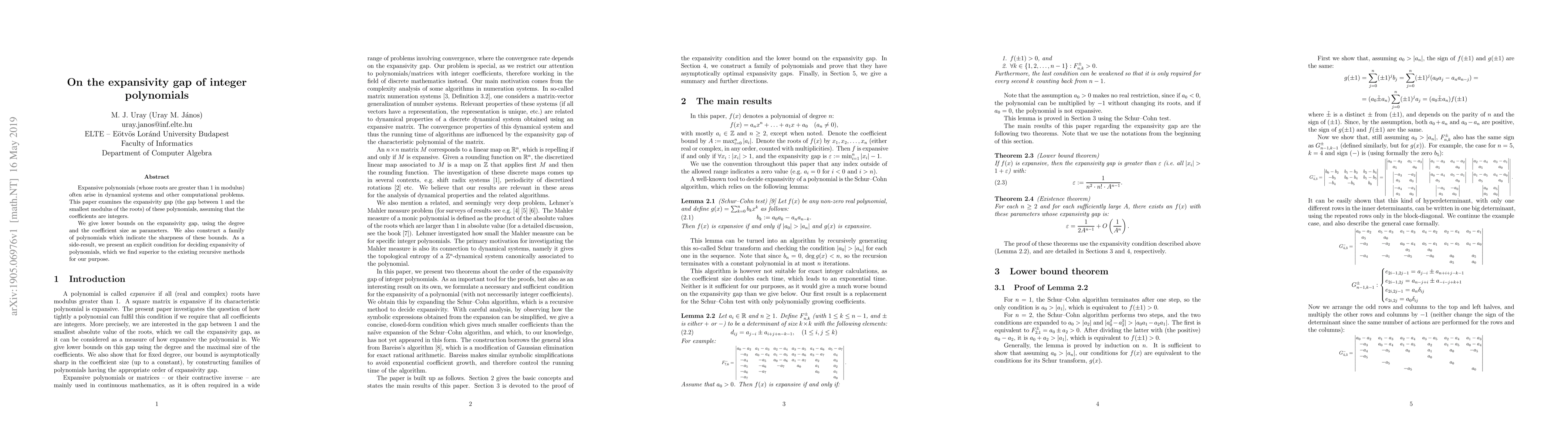 Thumbnail for On the expansivity gap of integer polynomials