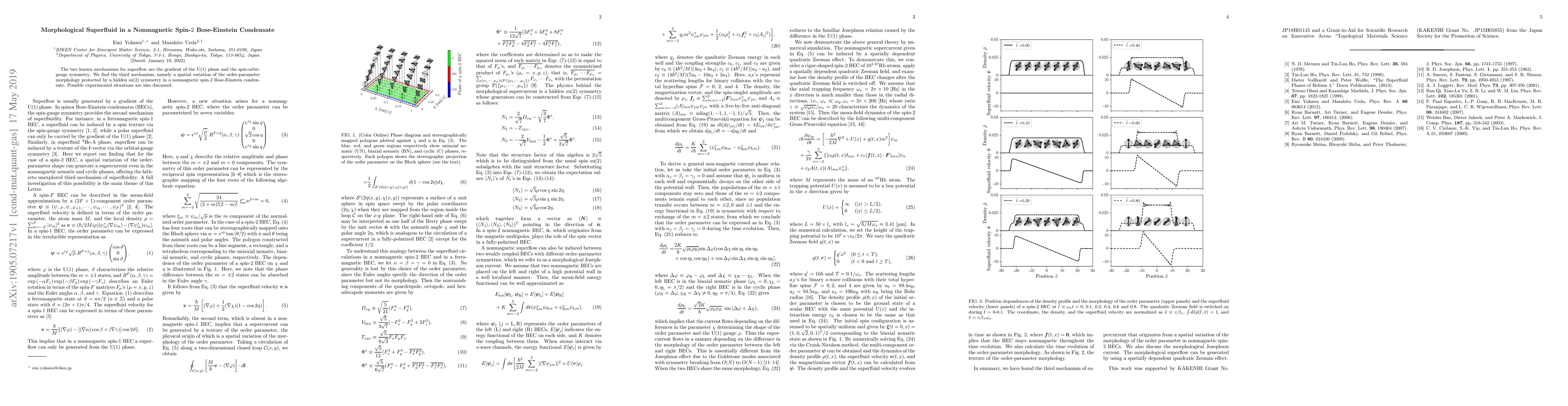 Thumbnail for Morphological Superfluid in a Nonmagnetic Spin-2 Bose-Einstein
  Condensate