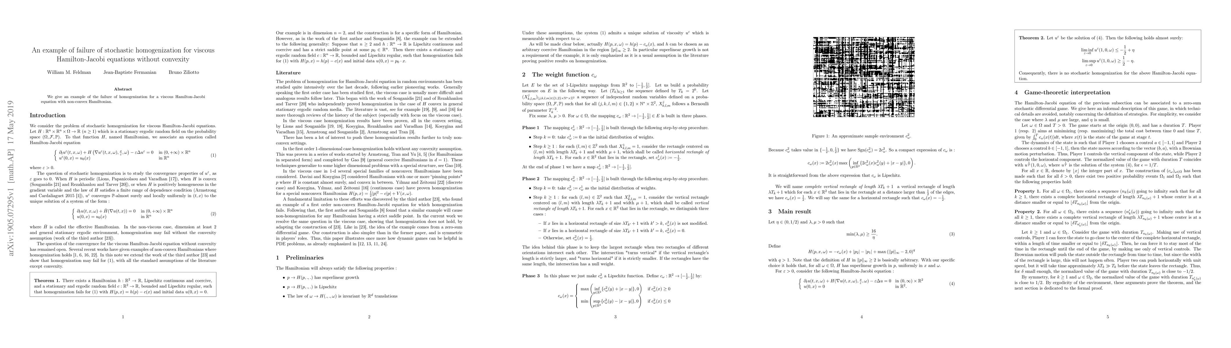 Thumbnail for An example of failure of stochastic homogenization for viscous
  Hamilton-Jacobi equations without convexity