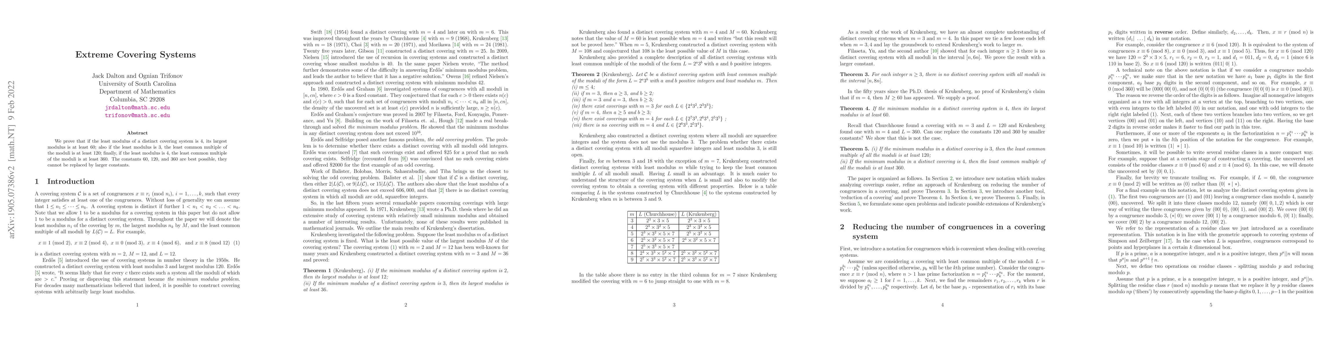 Thumbnail for Extreme Covering Systems of the Integers