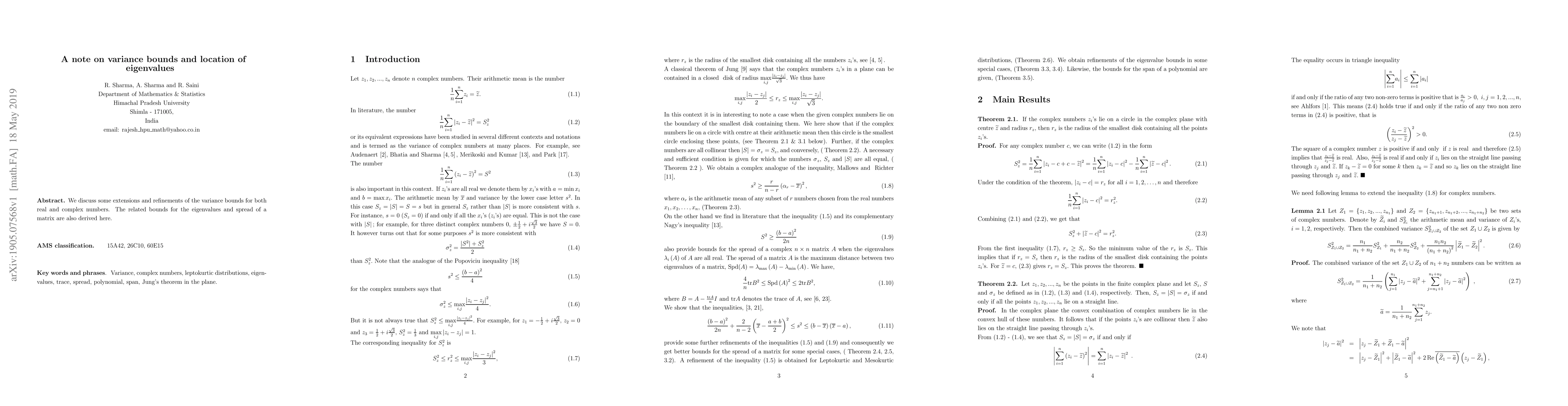 Thumbnail for A note on variance bounds and location of eigenvalues