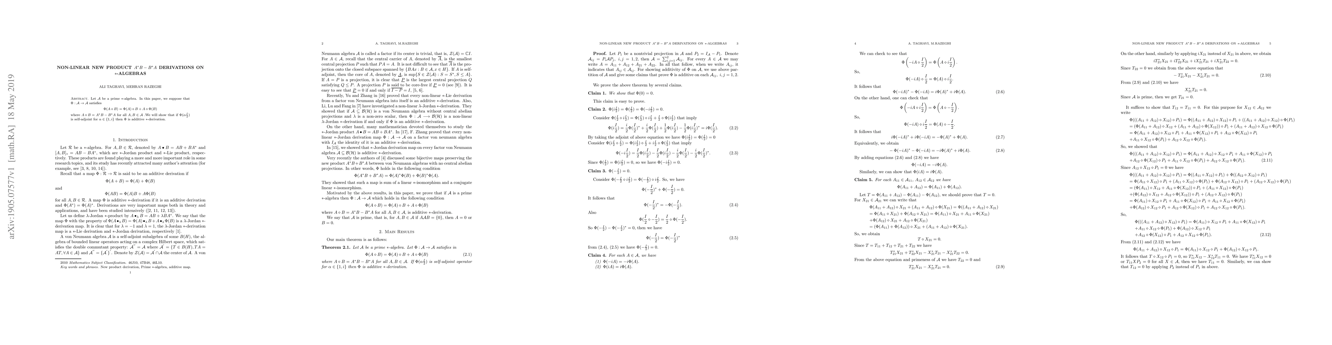 Thumbnail for Non-Linear New Product $A^*B-B^*A$ Derivations on $\ast$-Algebras
