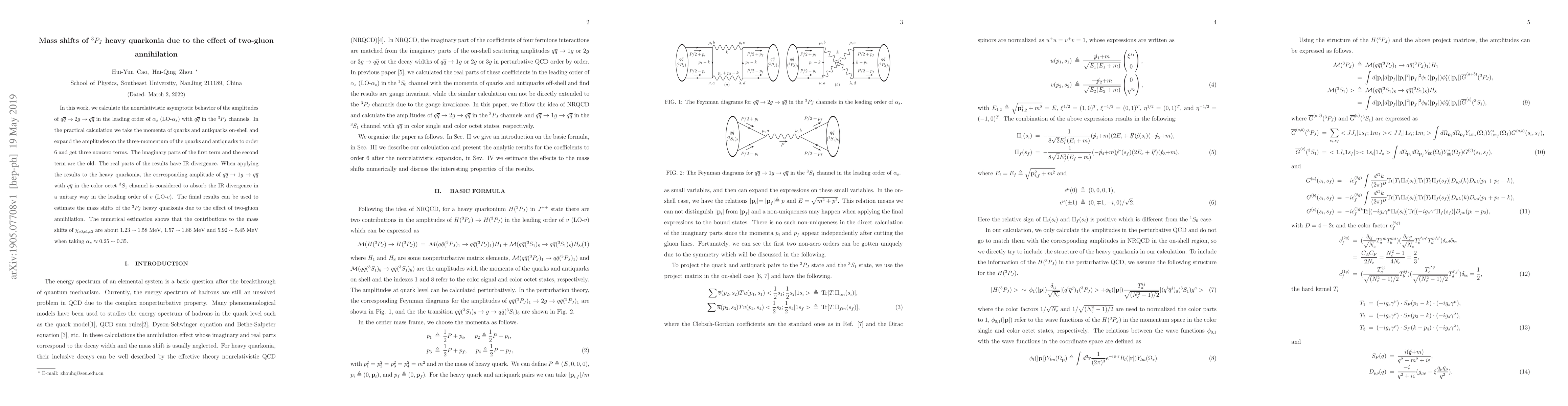 Thumbnail for Mass shifts of $^3P_J$ heavy quarkonia due to the effect of two-gluon
  annihilation