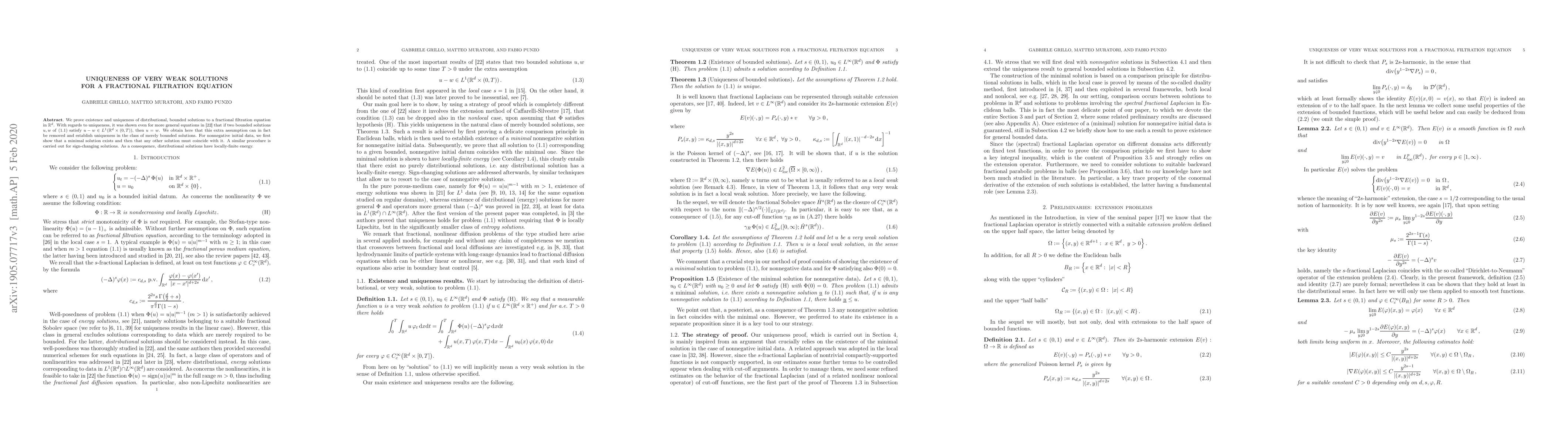 Thumbnail for Uniqueness of very weak solutions for a fractional filtration equation