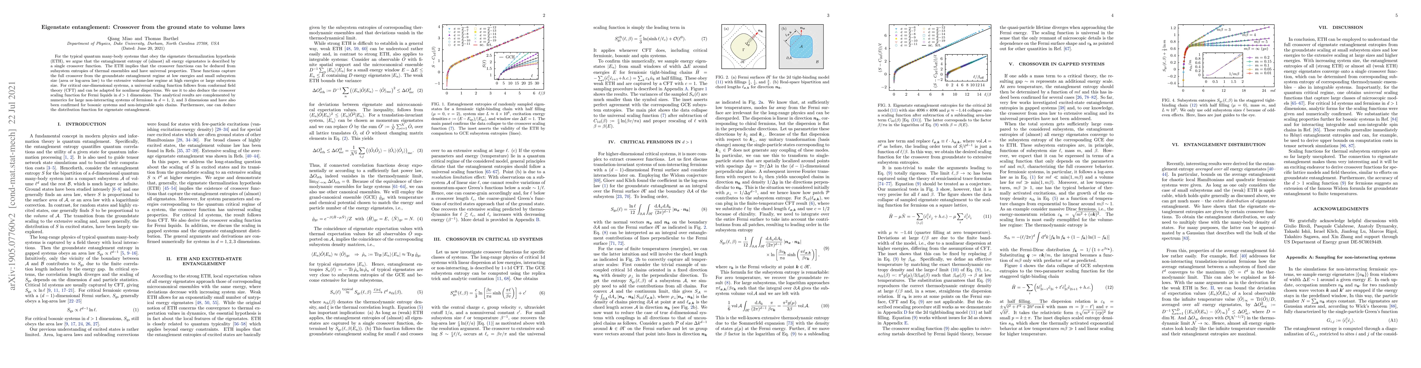 Thumbnail for Eigenstate entanglement: Crossover from the ground state to volume laws