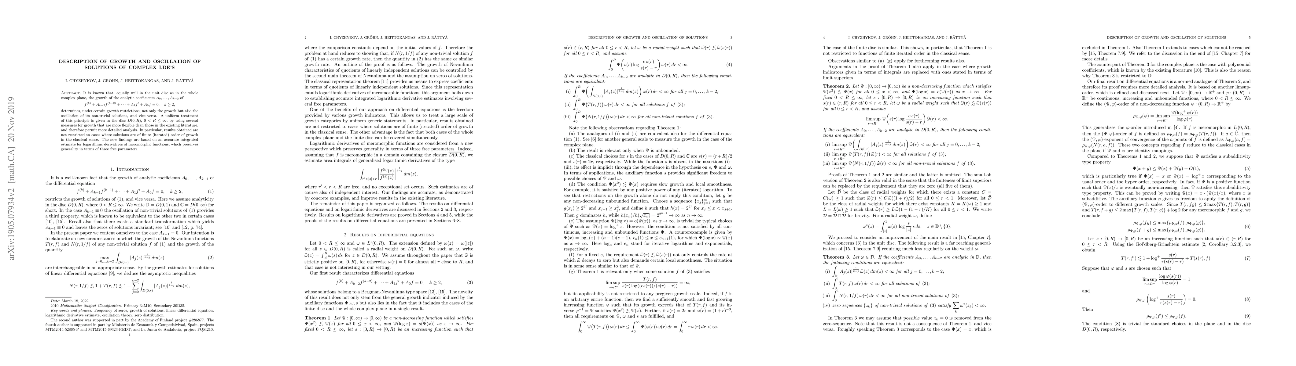 Thumbnail for Description of growth and oscillation of solutions of complex LDE's