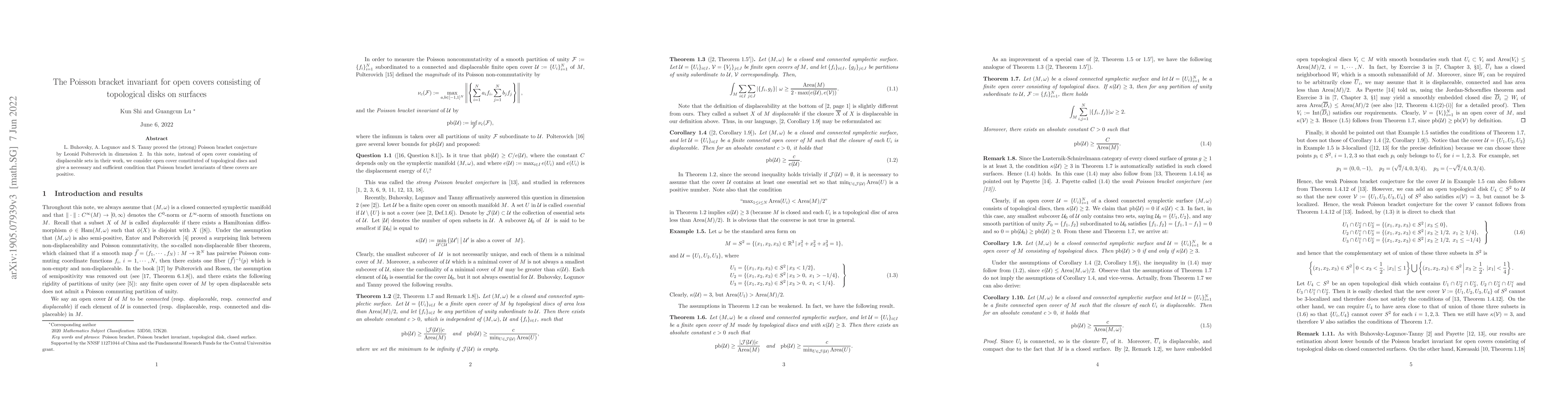 Thumbnail for The Poisson bracket invariant for open covers consisting of topological
  disks on surfaces