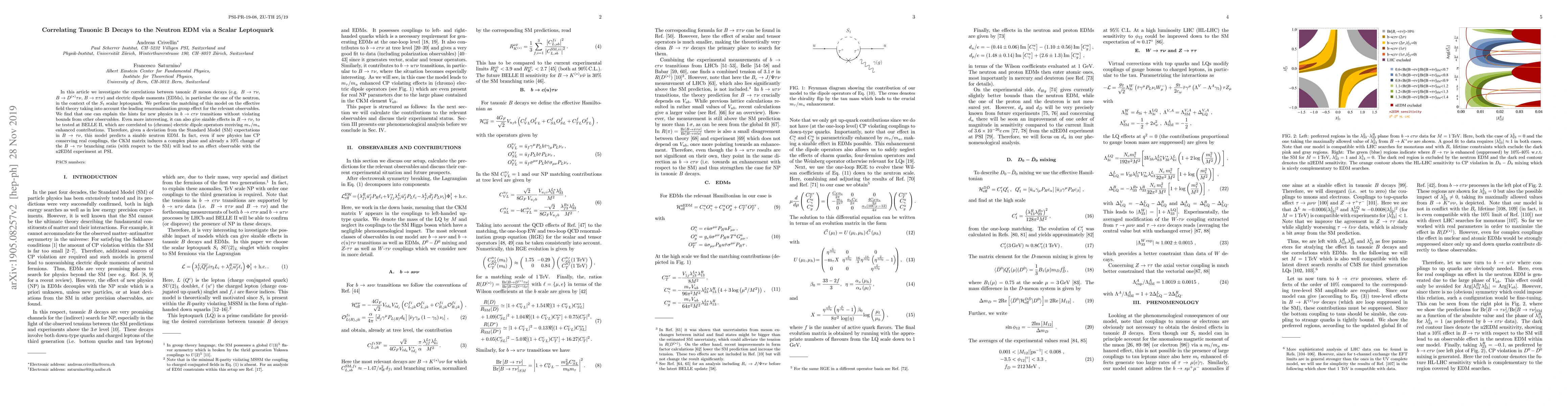 Thumbnail for Correlating Tauonic B Decays to the Neutron EDM via a Scalar Leptoquark