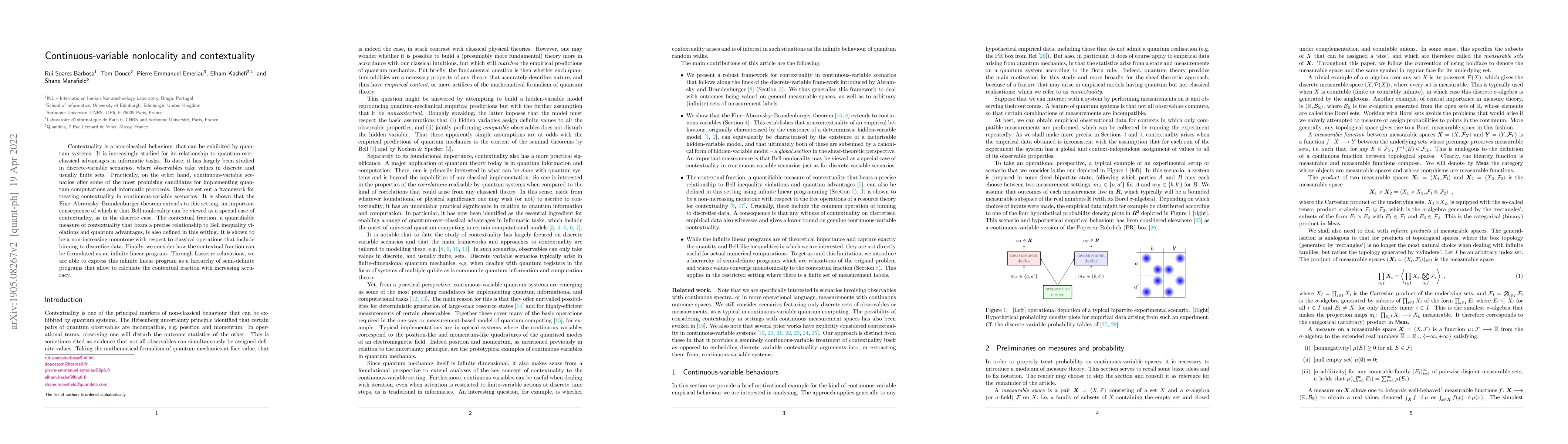 Thumbnail for Continuous-variable nonlocality and contextuality