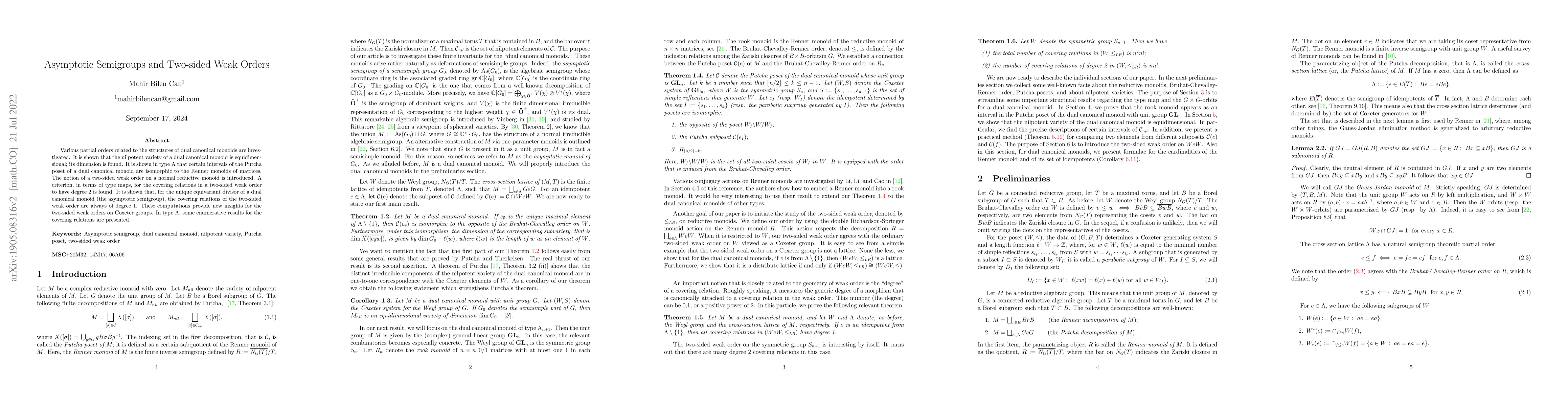 Thumbnail for Asymptotic Semigroups and Two-sided Weak Orders