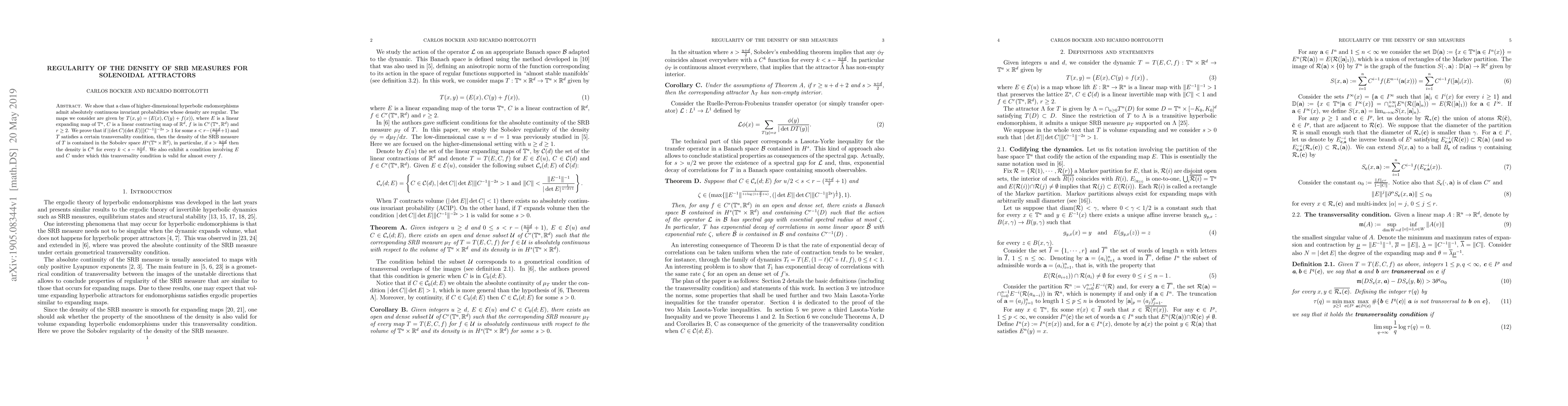 Thumbnail for Regularity of the Density of SRB Measures for Solenoidal Attractors