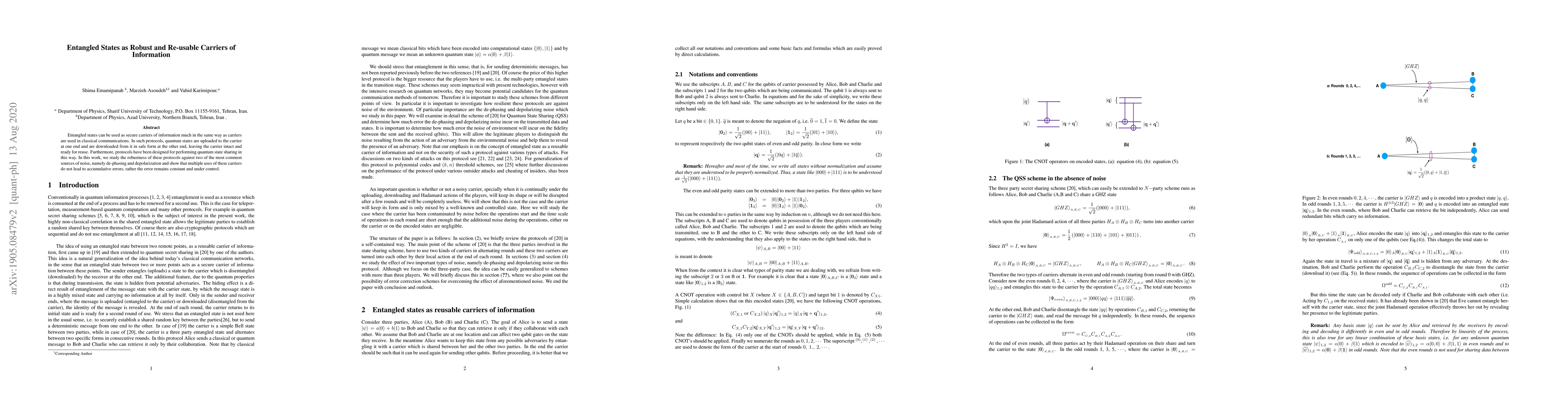 Thumbnail for Entangled States as Robust and Re-usable Carriers of Information