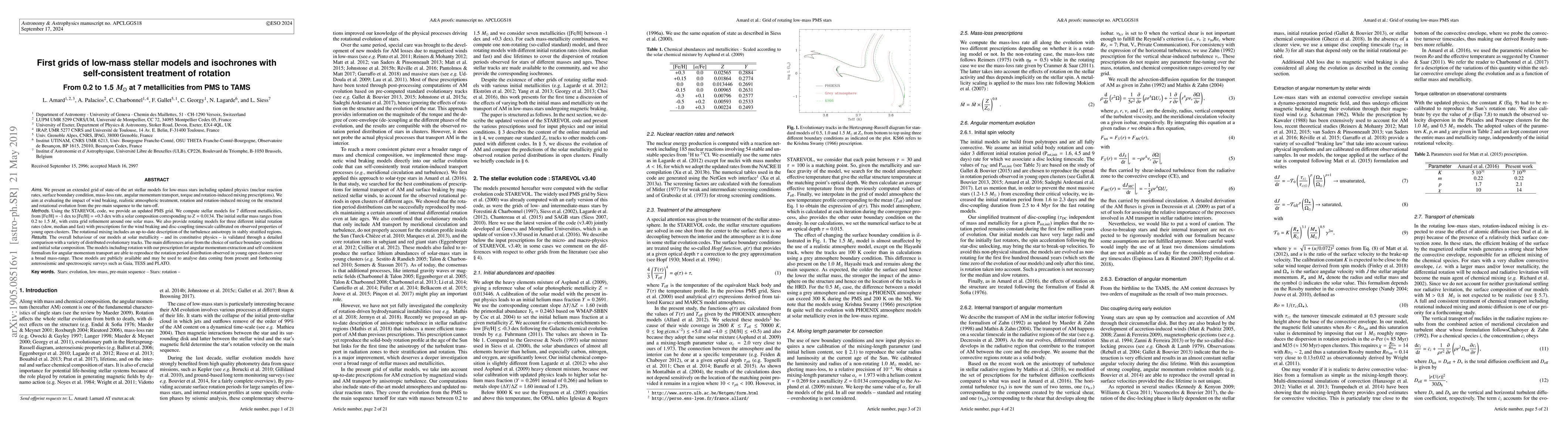Thumbnail for First grids of low-mass stellar models and isochrones with
  self-consistent treatment of rotation : From 0.2 to 1.5 M_\odot at 7
  metallicities from PMS to TAMS