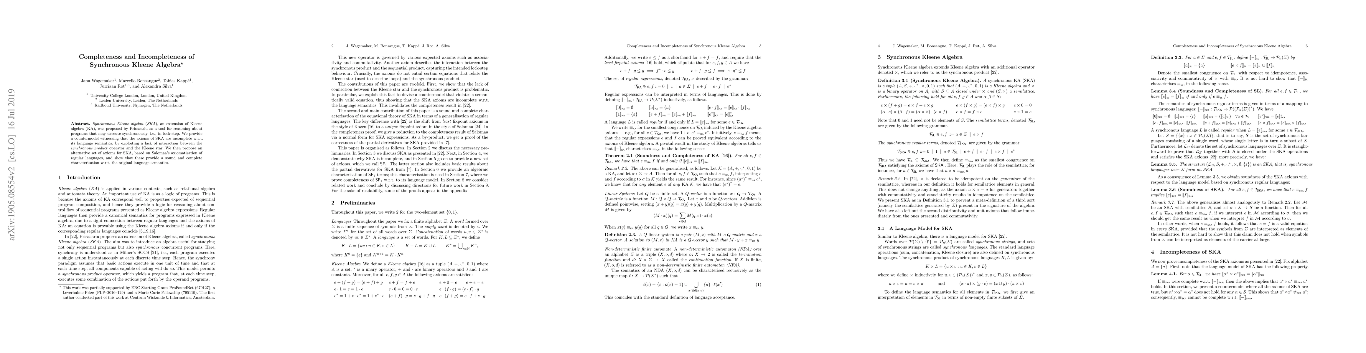 Thumbnail for Completeness and Incompleteness of Synchronous Kleene Algebra
