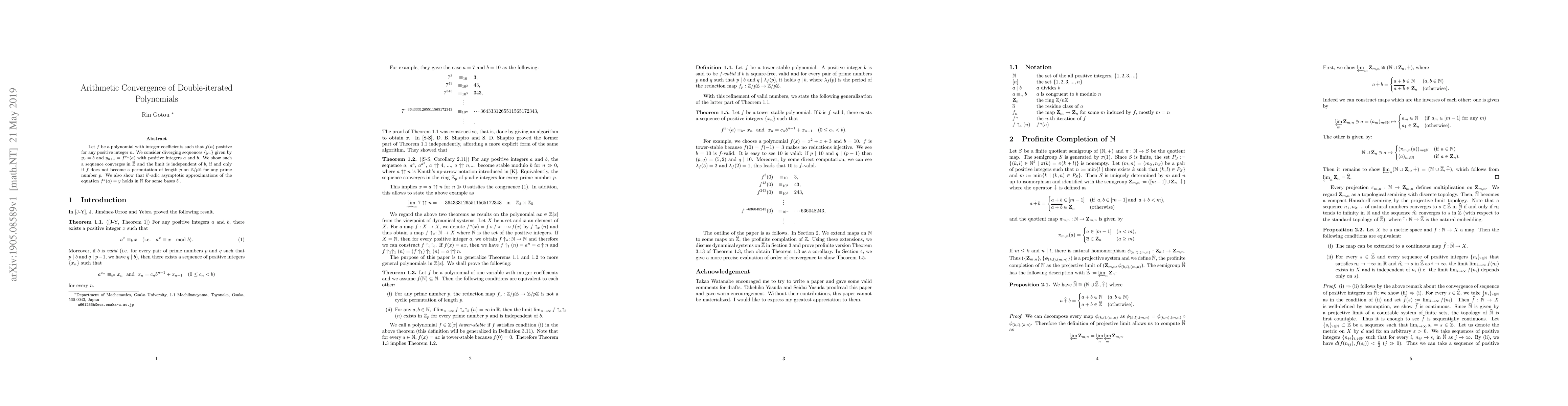Thumbnail for Arithmetic Convergence of Double-iterated Polynomials