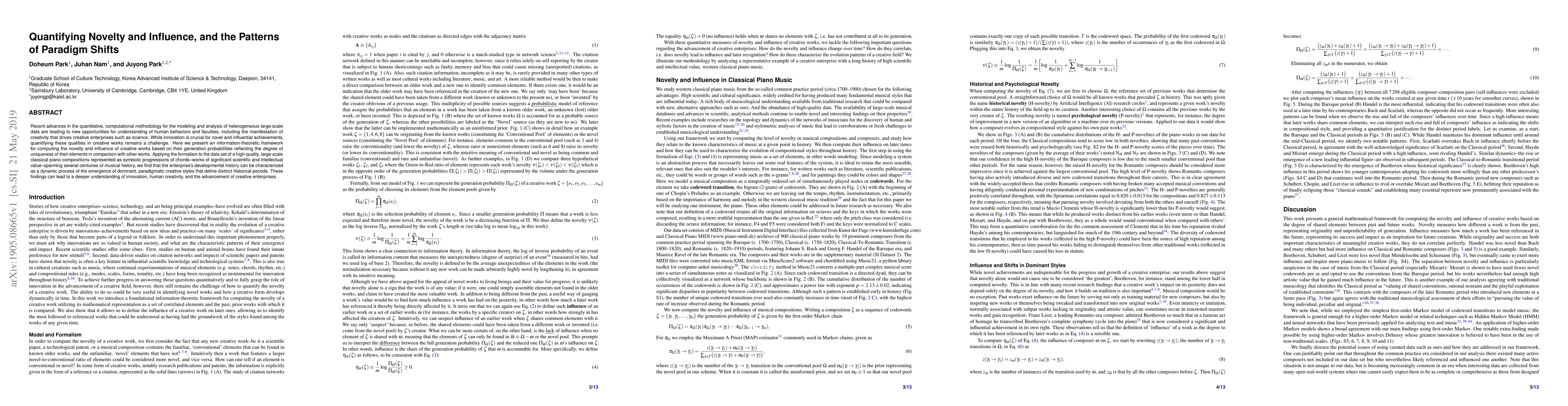 Thumbnail for Quantifying Novelty and Influence, and the Patterns of Paradigm Shifts