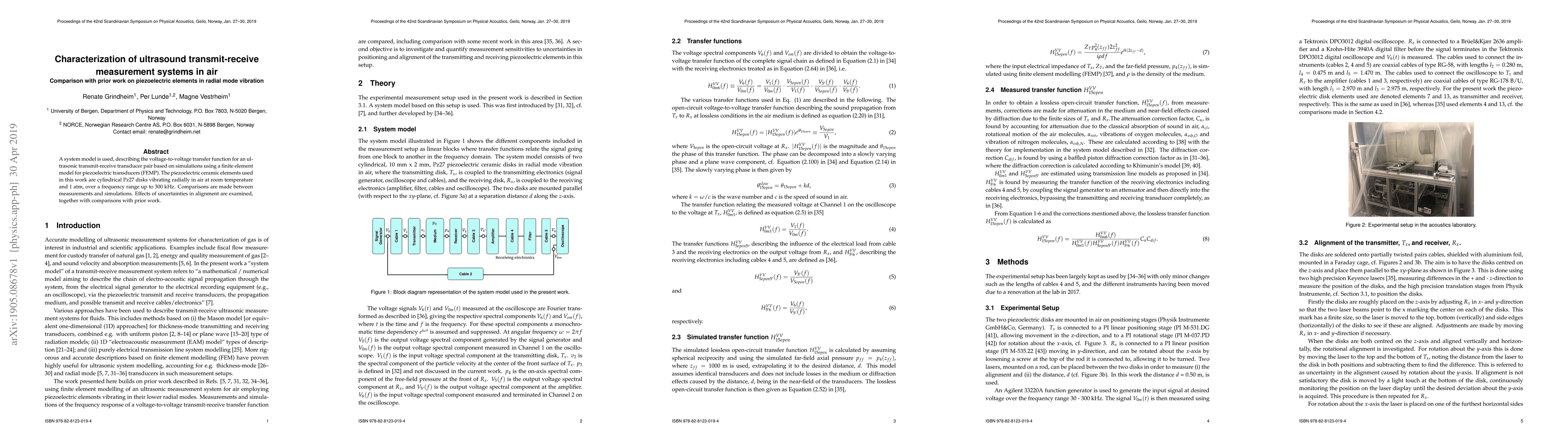 Thumbnail for Characterization of ultrasound transmit-receive measurement systems in
  air: Comparison with prior work on piezoelectric elements in radial mode
  vibration