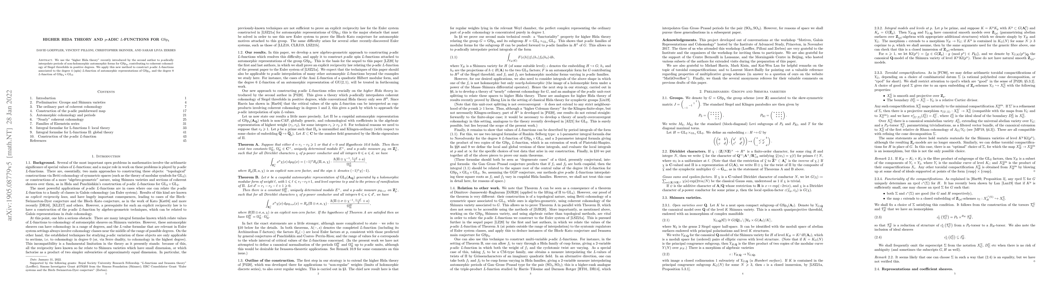 Thumbnail for Higher Hida theory and p-adic L-functions for GSp(4)