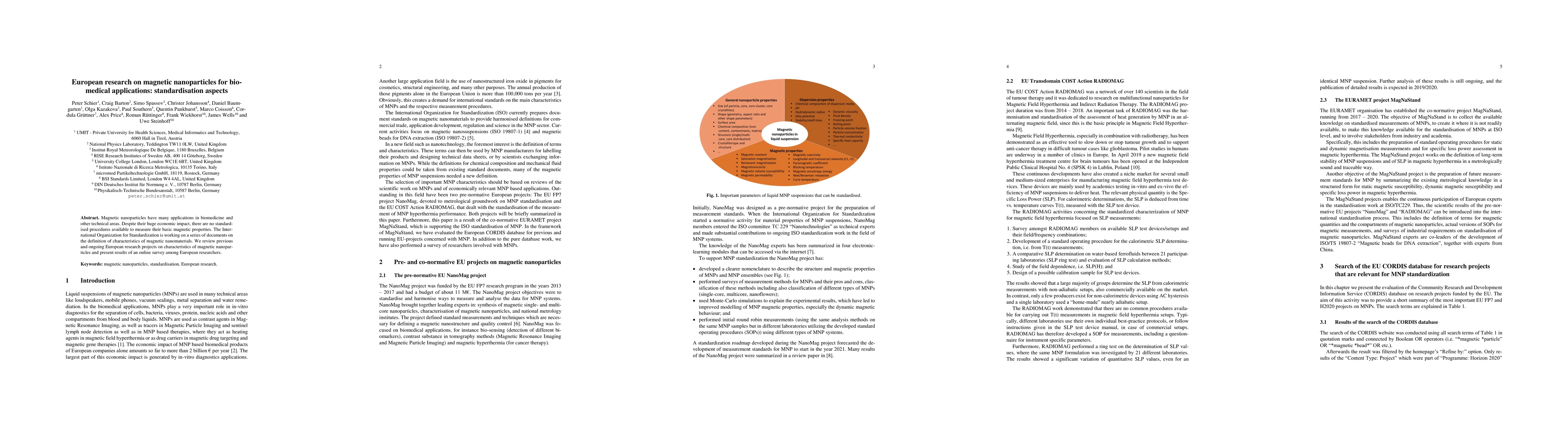 Thumbnail for European research on magnetic nanoparticles for biomedical applications:
  standardisation aspects