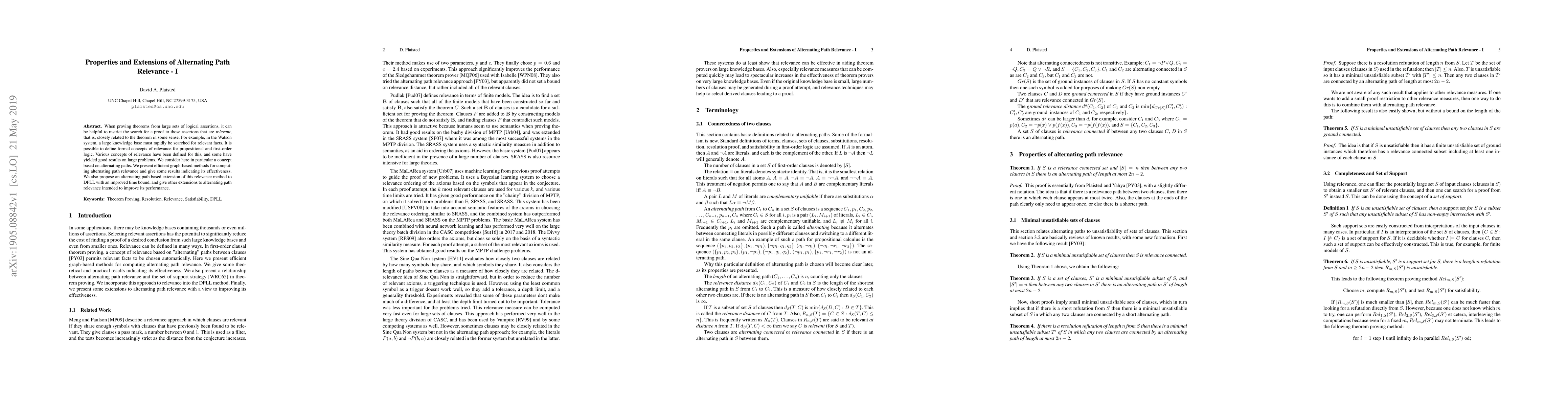 Thumbnail for Properties and Extensions of Alternating Path Relevance - I