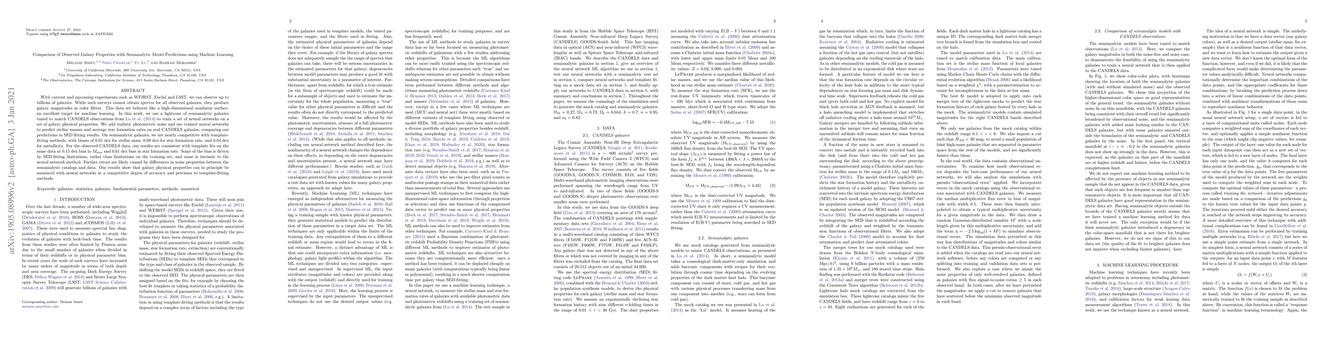 Thumbnail for Comparison of Observed Galaxy Properties with Semianalytic Model
  Predictions using Machine Learning