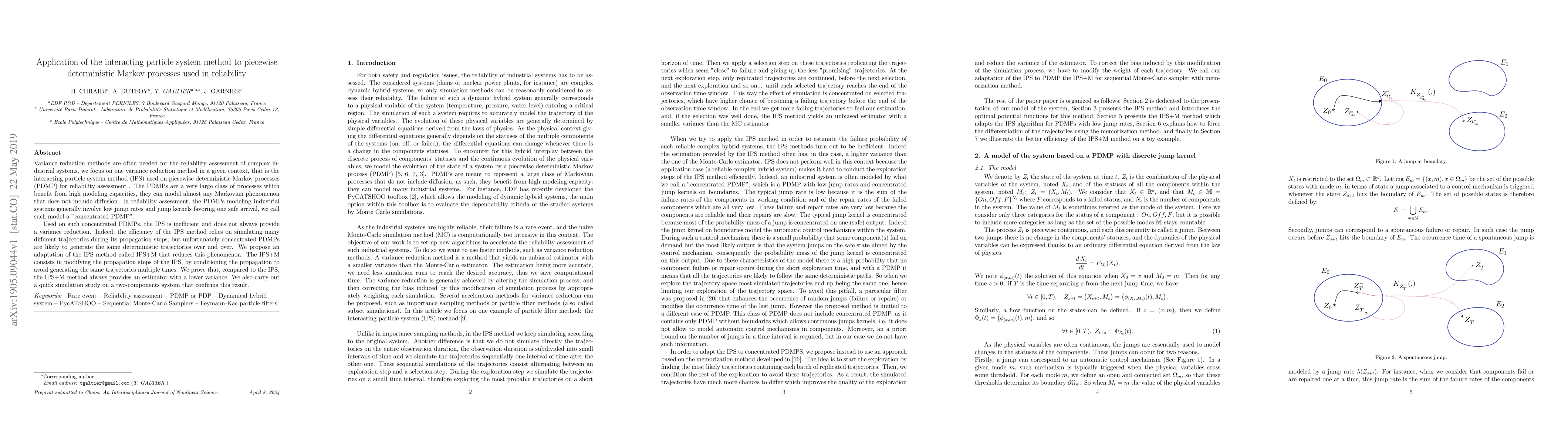 Thumbnail for Application of the interacting particle system method to piecewise
  deterministic Markov processes used in reliability