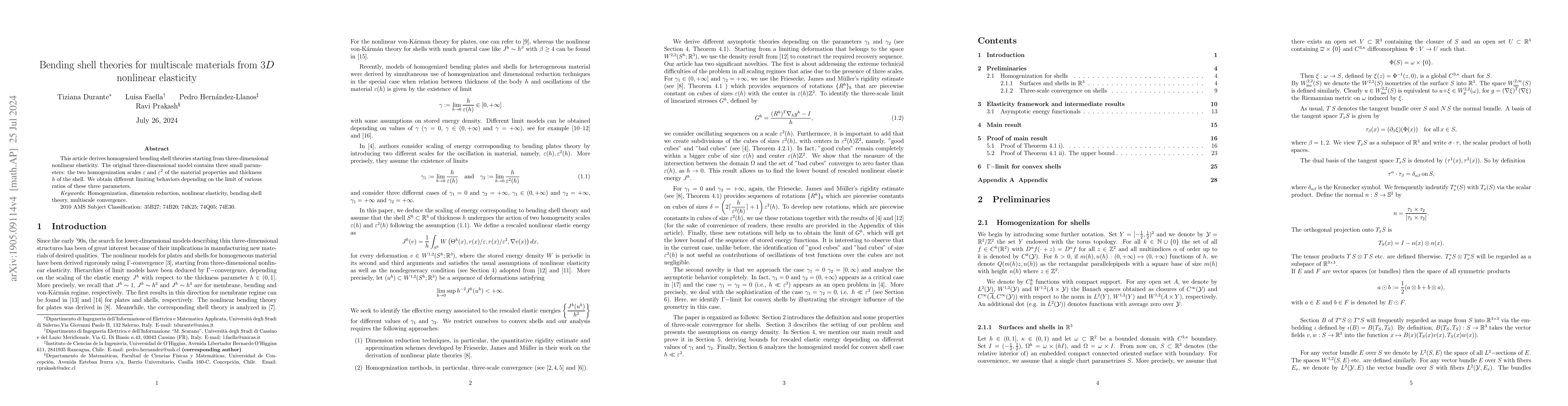 Thumbnail for A homogenization bending shell theory for multiscale materials from $3D$
  nonlinear elasticity