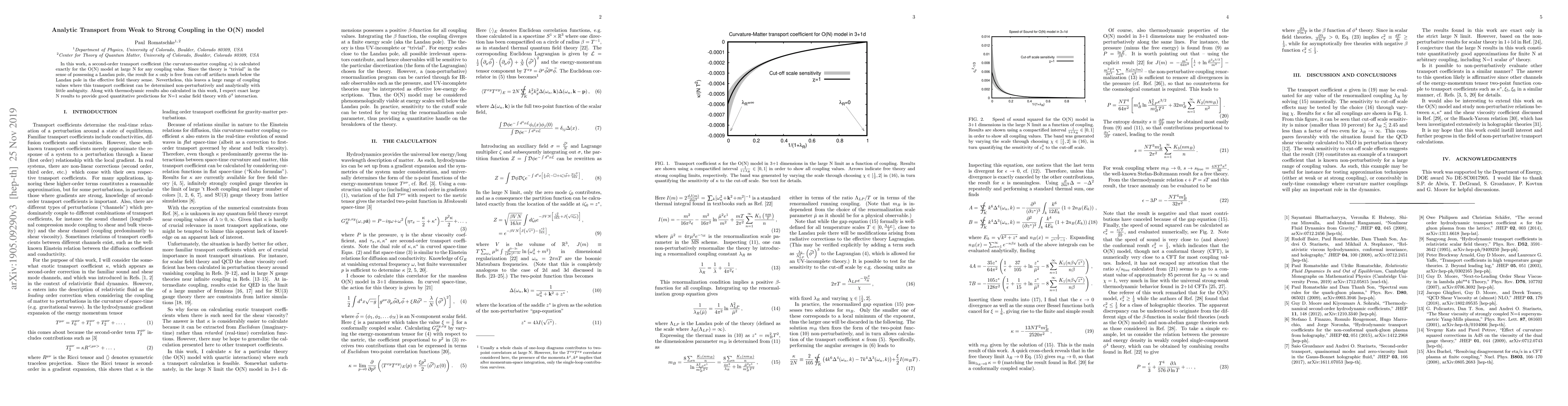 Thumbnail for Analytic Transport from Weak to Strong Coupling in the O(N) model