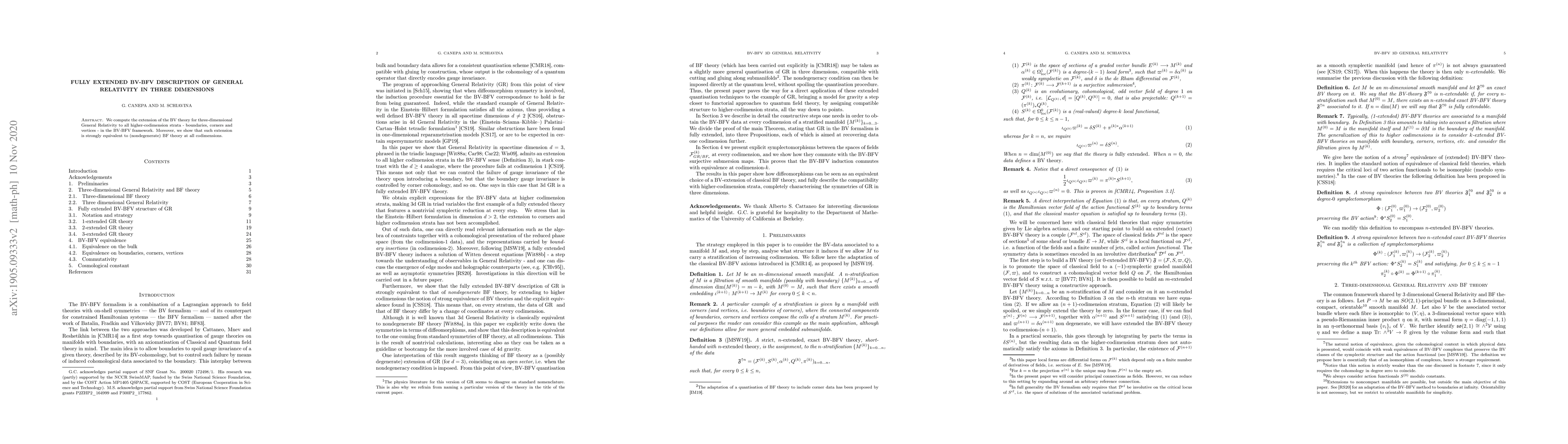 Thumbnail for Fully extended BV-BFV description of General Relativity in three
  dimensions
