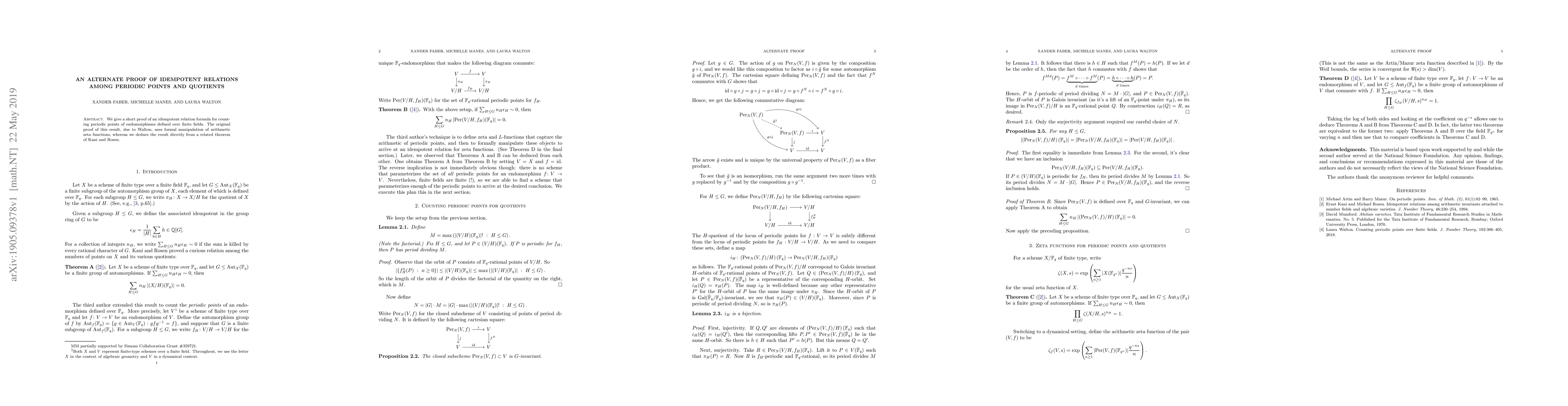 Thumbnail for An alternate proof of idempotent relations among periodic points and
  quotients