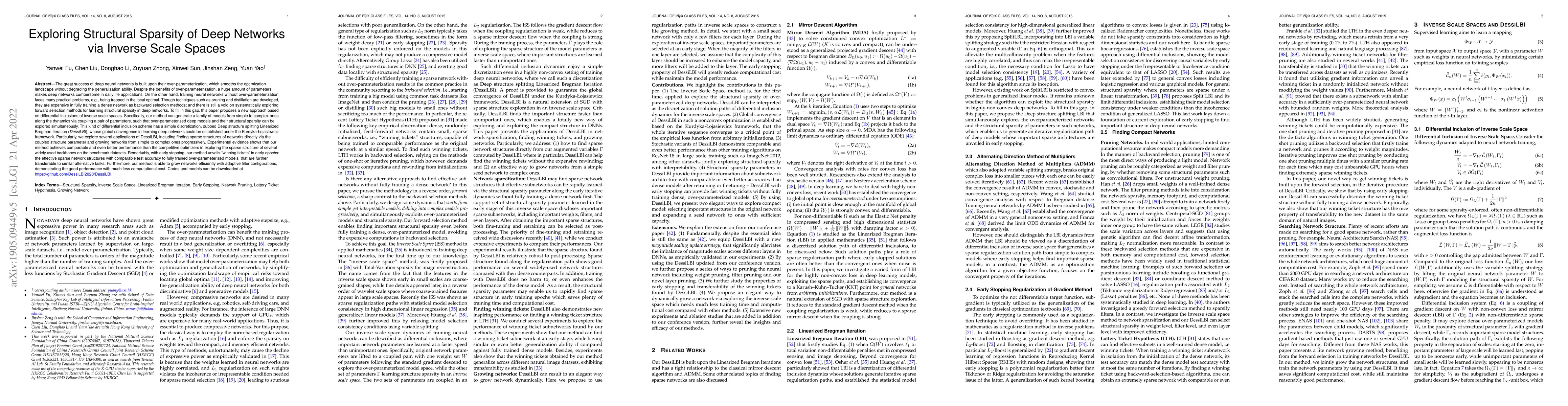 Thumbnail for Exploring Structural Sparsity of Deep Networks via Inverse Scale Spaces