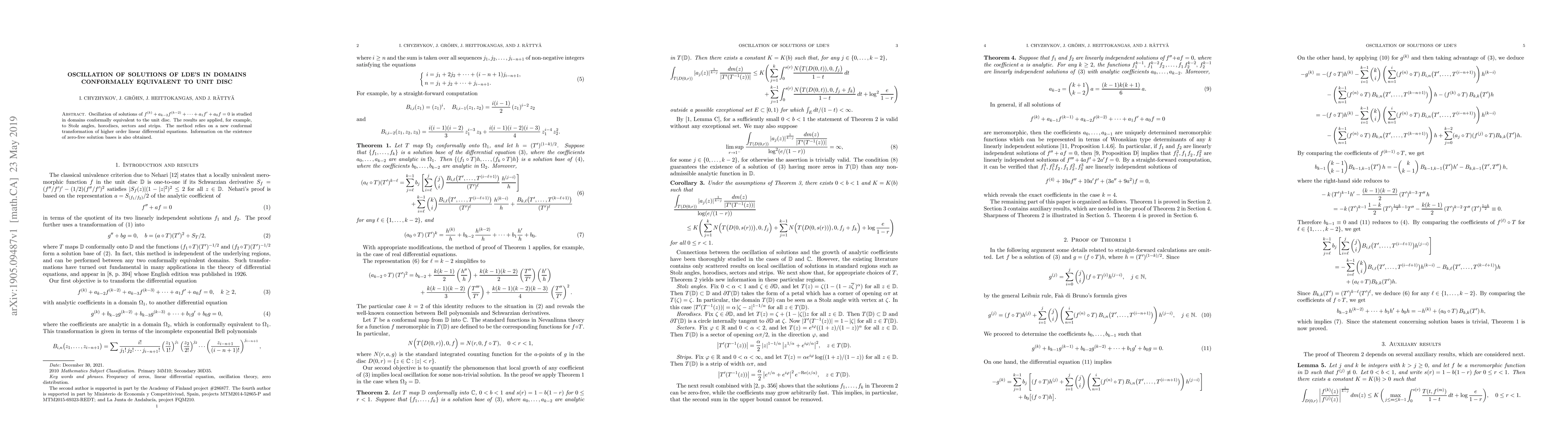 Thumbnail for Oscillation of solutions of LDE's in domains conformally equivalent to
  unit disc