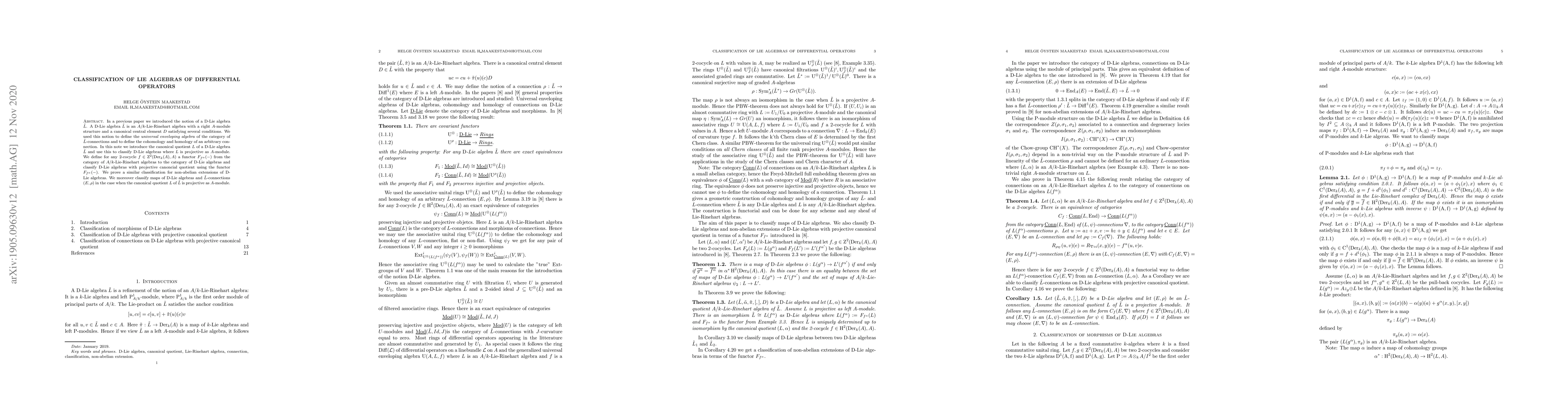 Thumbnail for Classification of Lie algebras of differential operators