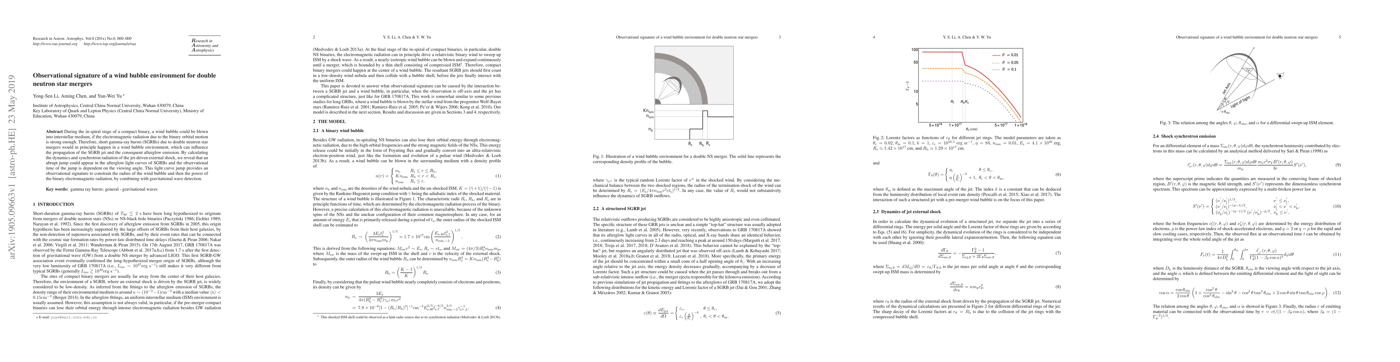 Thumbnail for Observational signature of a wind bubble environment for double neutron
  star mergers