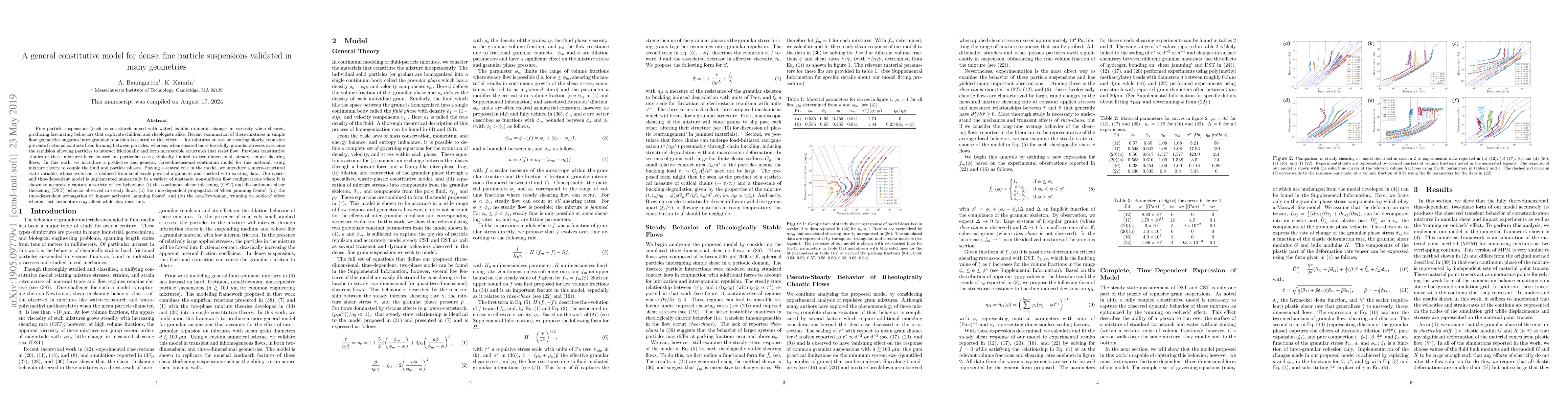 Thumbnail for A general constitutive model for dense, fine particle suspensions
  validated in many geometries