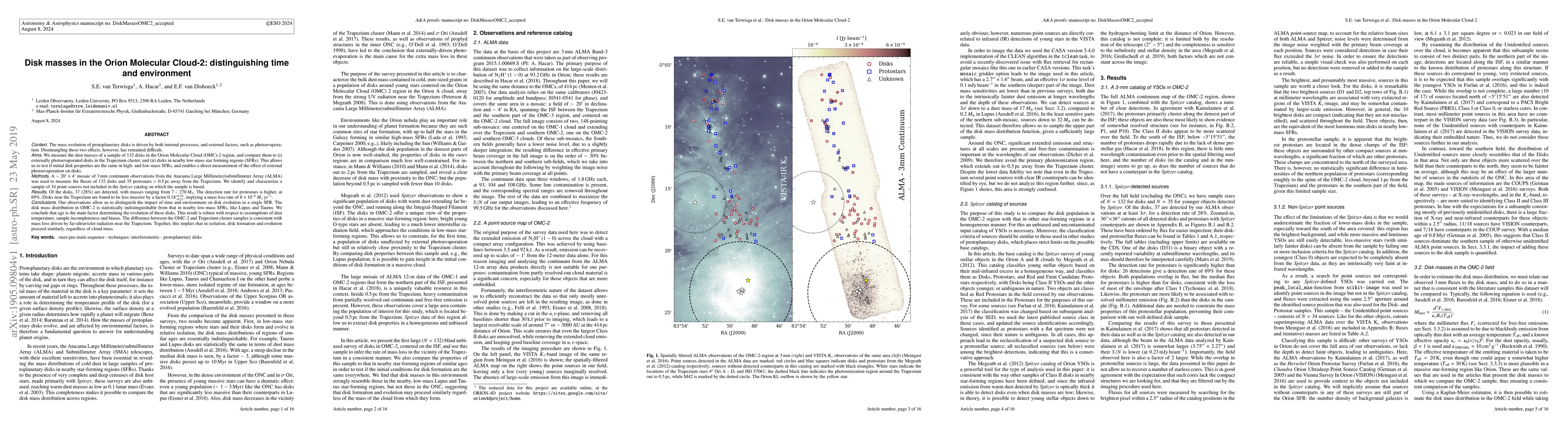 Thumbnail for Disk masses in the Orion Molecular Cloud-2: distinguishing time and
  environment