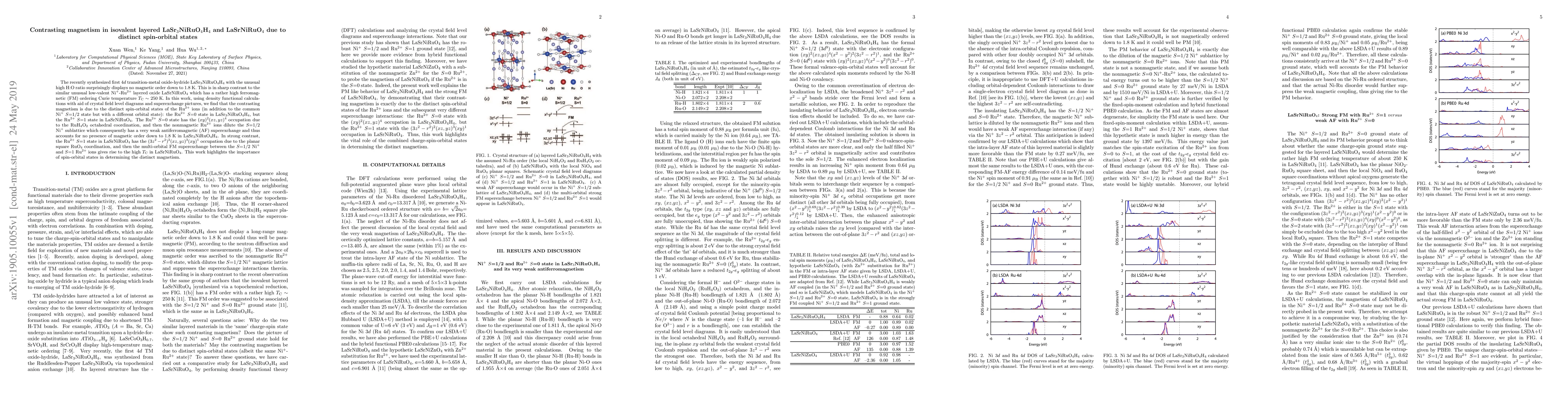 Thumbnail for Contrasting magnetism in isovalent layered LaSr3NiRuO4H4 and LaSrNiRuO4
  due to distinct spin-orbital states