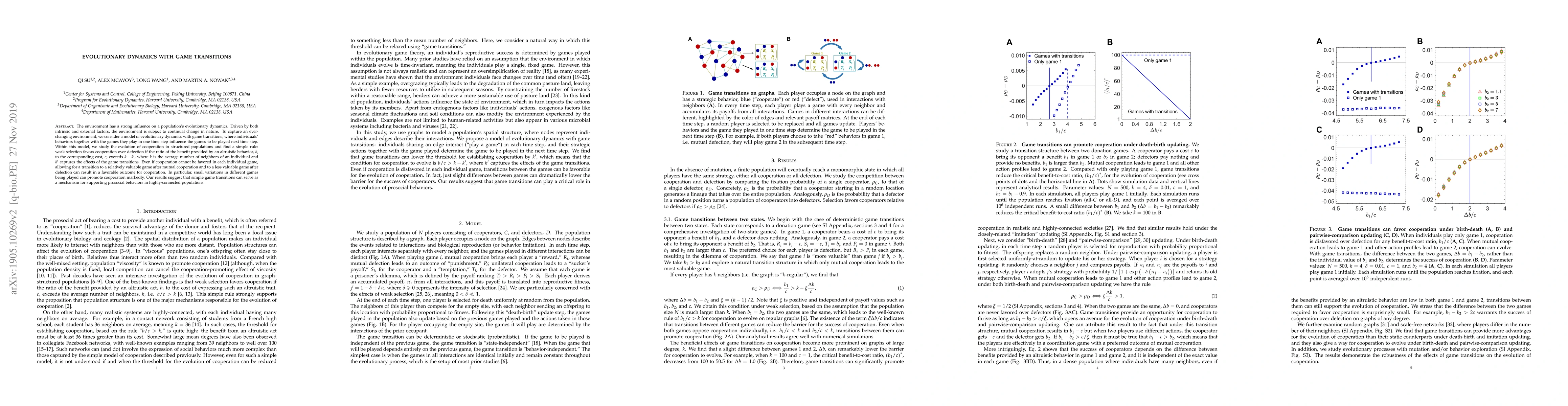 Thumbnail for Evolutionary dynamics with game transitions