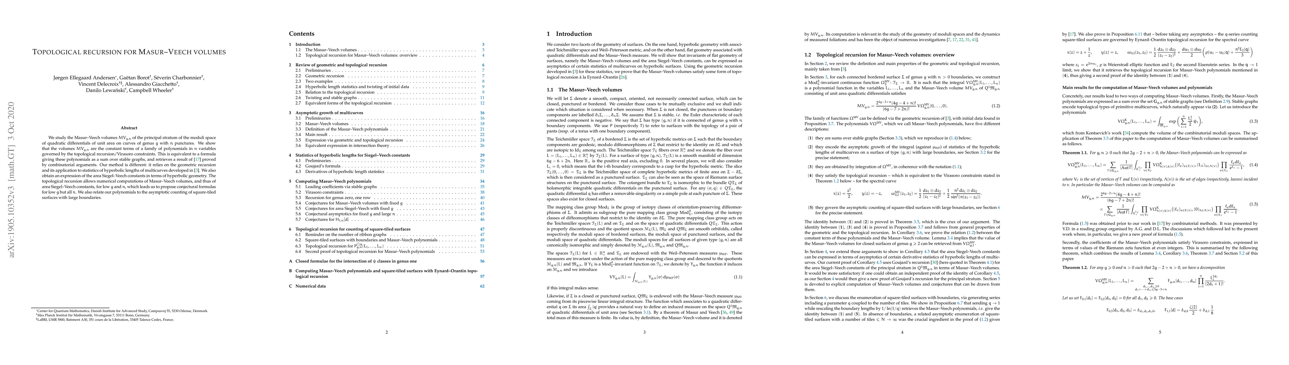 Thumbnail for Topological recursion for Masur-Veech volumes
