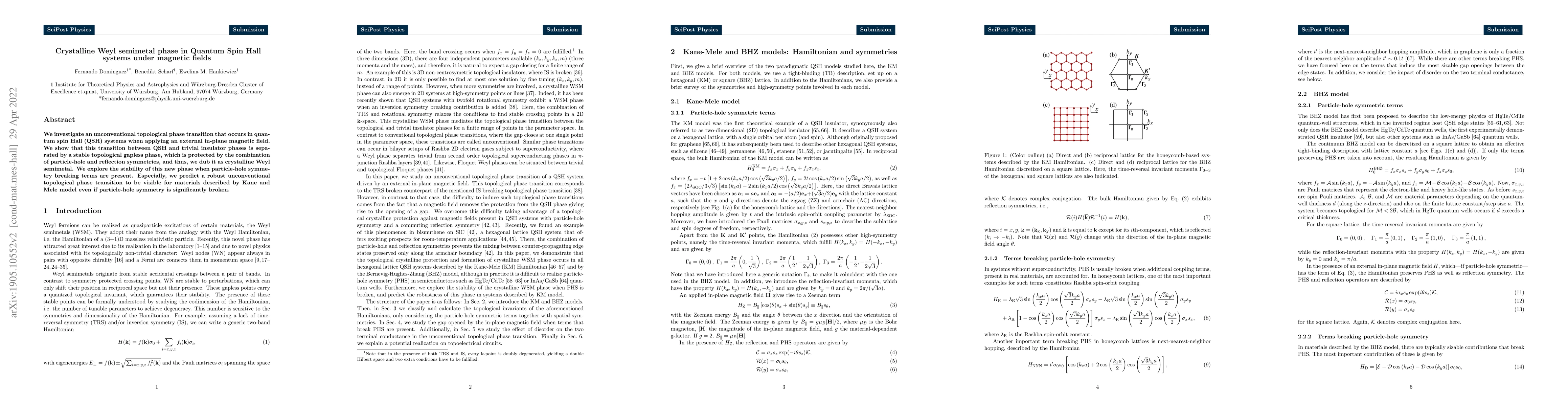 Thumbnail for Crystalline Weyl semimetal phase in Quantum Spin Hall systems under
  magnetic fields