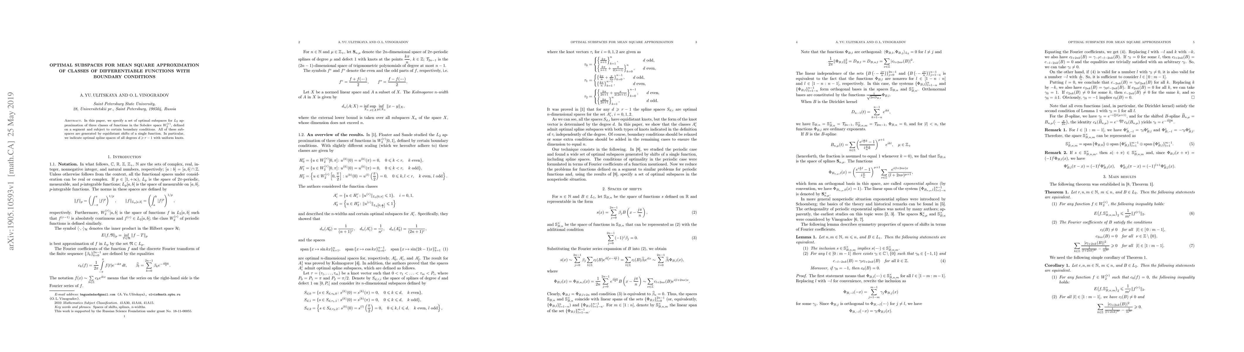 Thumbnail for Optimal subspaces for mean square approximation of classes of
  differentiable functions with boundary conditions