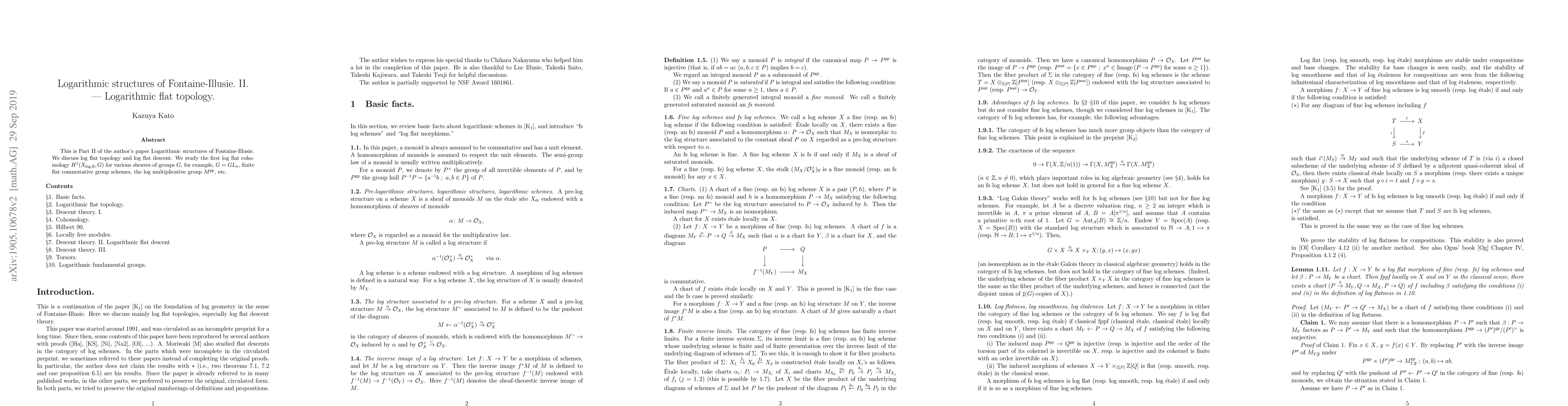 Thumbnail for Logarithmic structures of Fontaine-Illusie. II