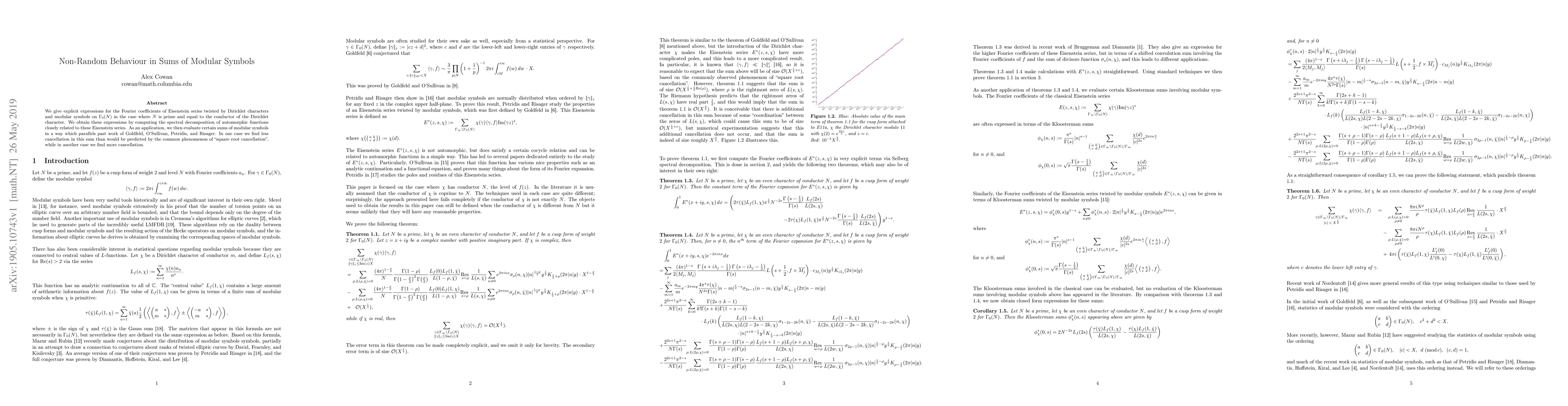 Thumbnail for Non-Random Behaviour in Sums of Modular Symbols