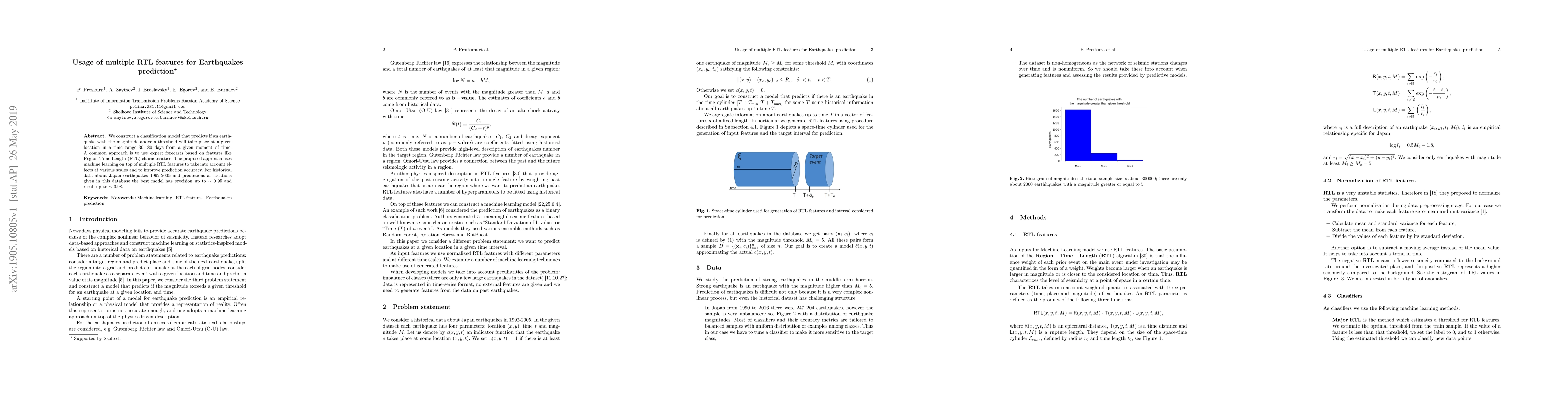 Thumbnail for Usage of multiple RTL features for Earthquake prediction