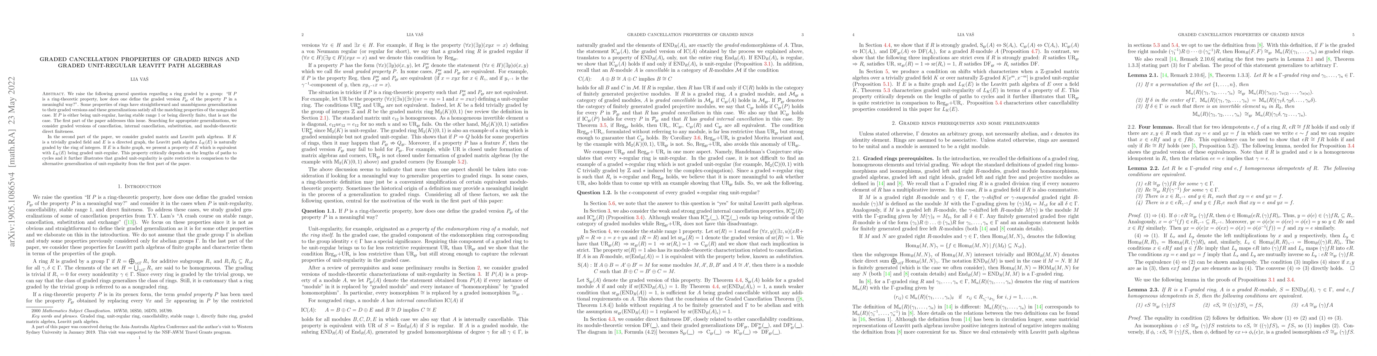 Thumbnail for Graded cancellation properties of graded rings and graded unit-regular
  Leavitt path algebras