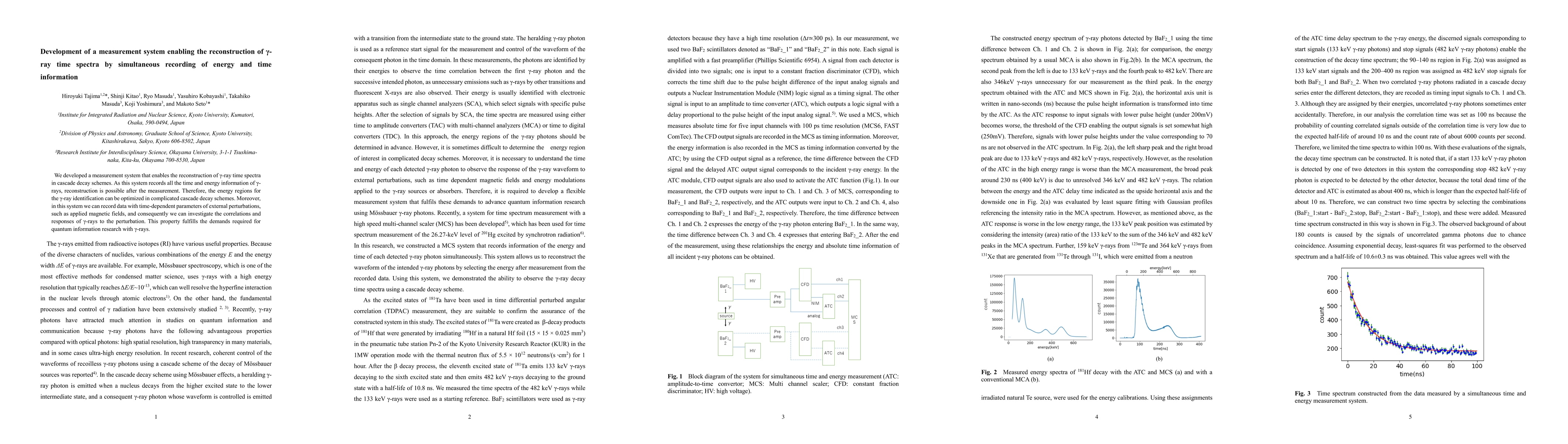Thumbnail for Development of a measurement system enabling the reconstruction of
  gamma-ray time spectra by simultaneous recording of energy and time
  information