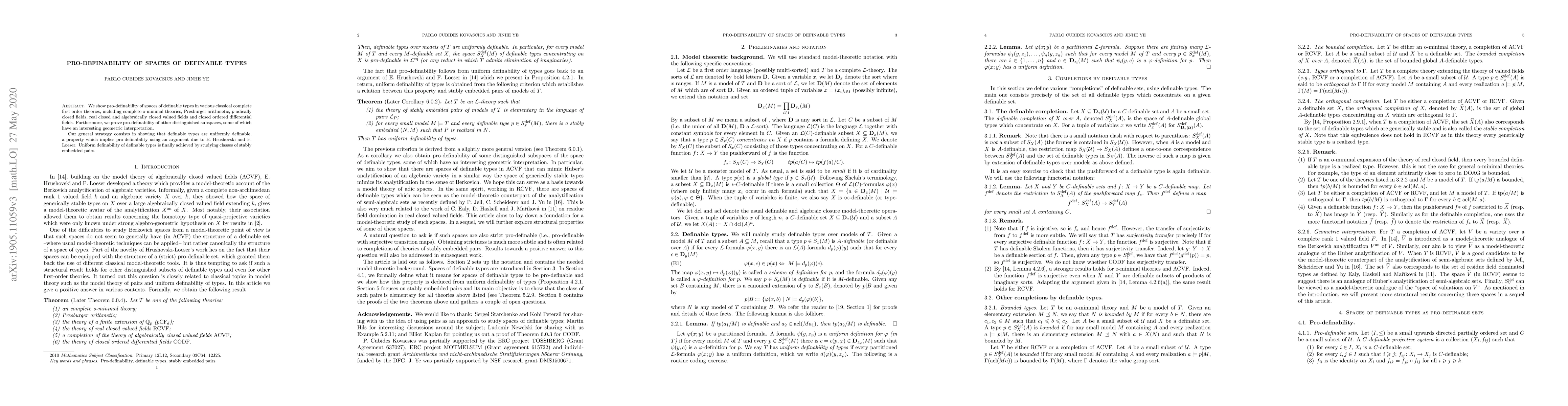 Thumbnail for Pro-definability of spaces of definable types