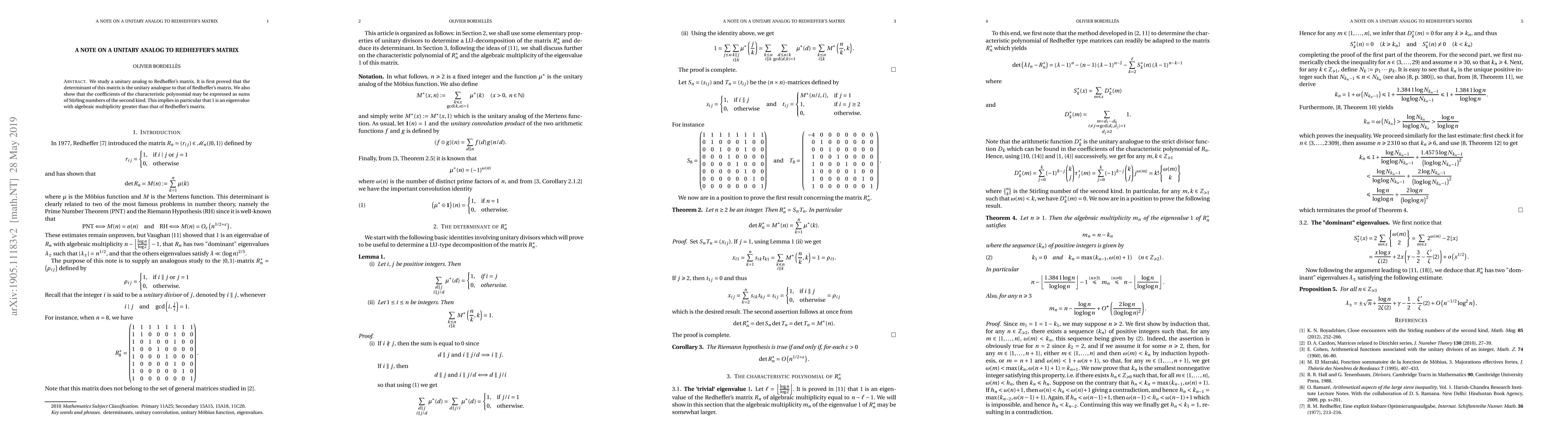 Thumbnail for A Note on a Unitary Analog to Redheffer's Matrix