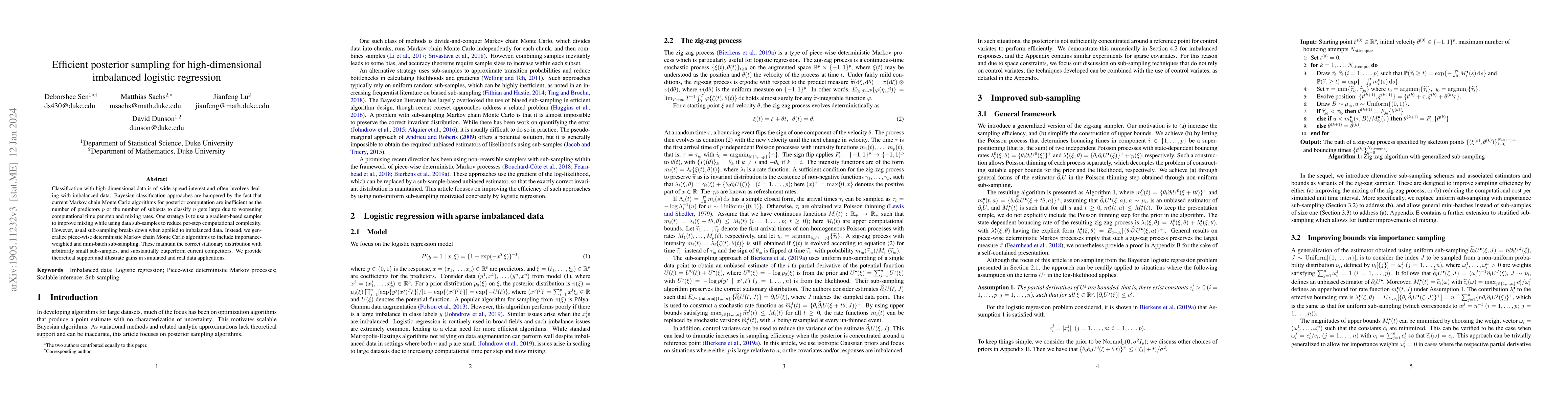 Thumbnail for Efficient posterior sampling for high-dimensional imbalanced logistic
  regression